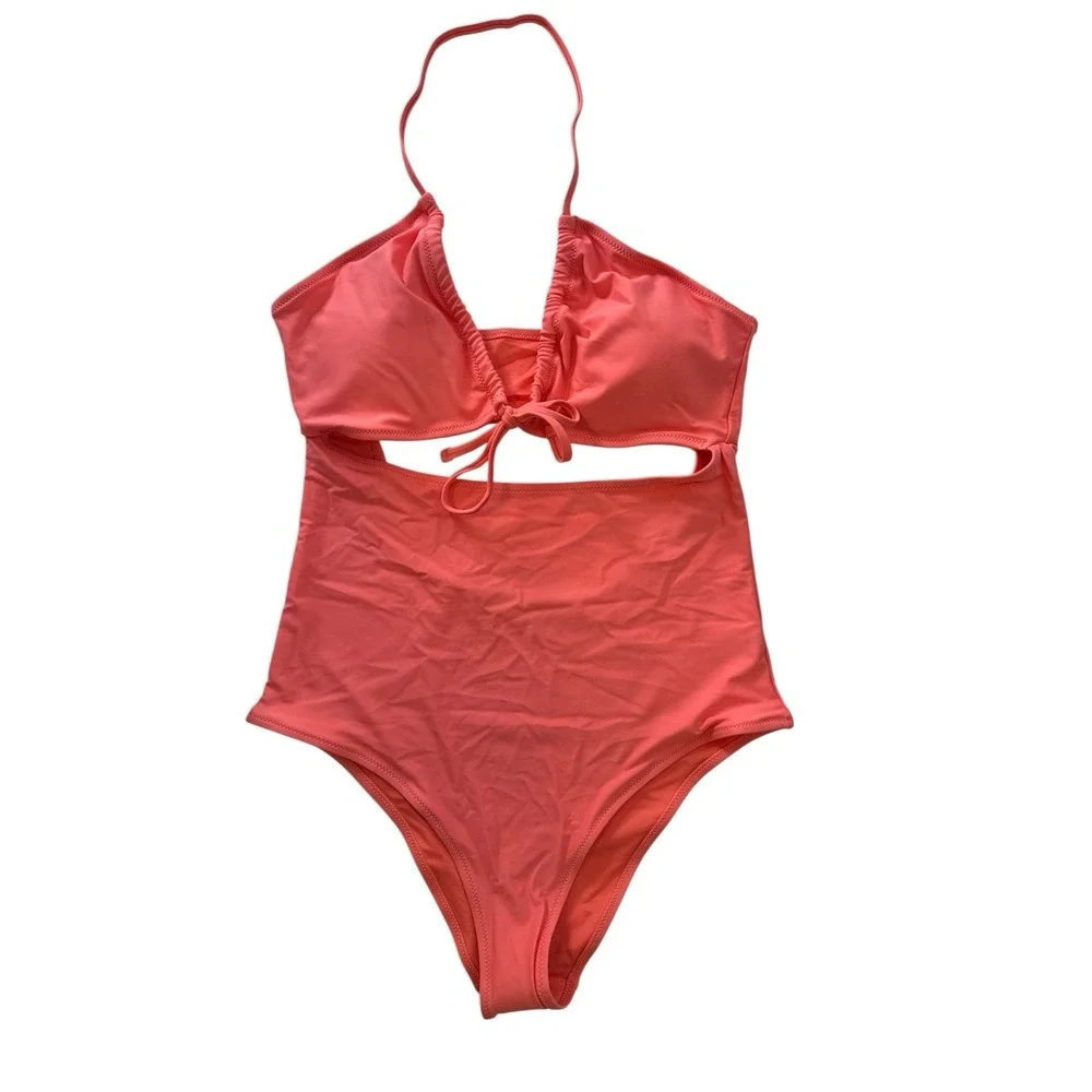 Aerie Cut Out One Piece Bathing Suit Women's‎ Medium Pink Swimsuit Beach New - Picture 4 of 12
